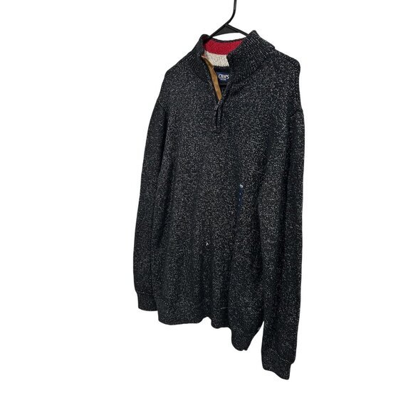Chaps NWT Mens Half-Zip Sweater Black & White Cotton Blend Size L - Picture 3 of 11